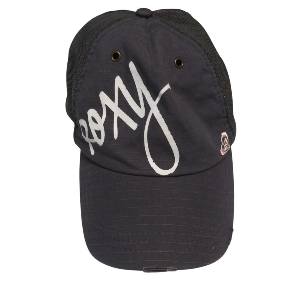 Roxy Charcoal Gray Adjustable Baseball Cap Distressed Casual